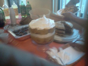 Pumpkin Gingerbread Trifle and Pumpkin Spice Layer with Walnuts, side by side!